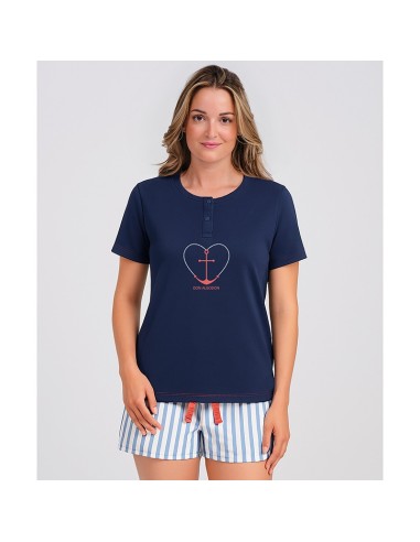 pijama de mujer en manga corta modelo corazón de don algodón