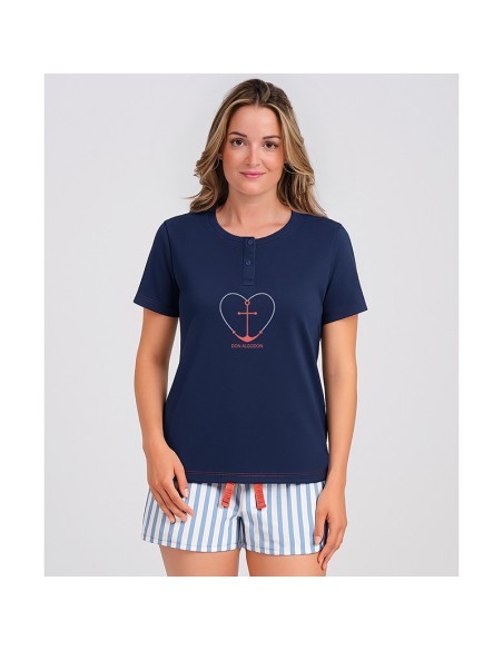 pijama de mujer en manga corta modelo corazón de don algodón