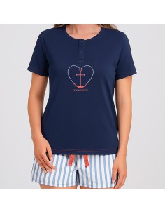 pijama de mujer en manga corta modelo corazón de don algodón 2