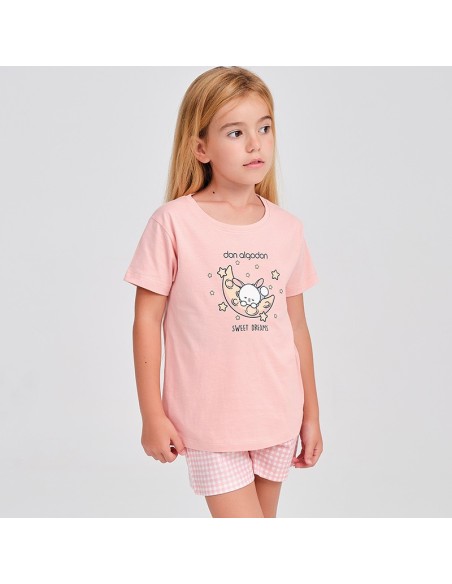 pijama de verano para niña don algodón modelo conejito soñador