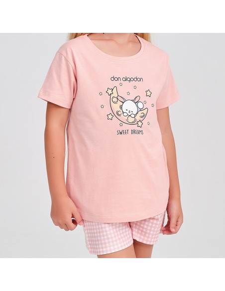 pijama de manga corta para niña conejito soñador de don algodón