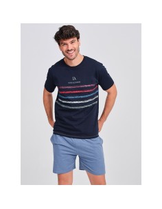 pijama de hombre en manga corta de don algodón modelo Bolonia