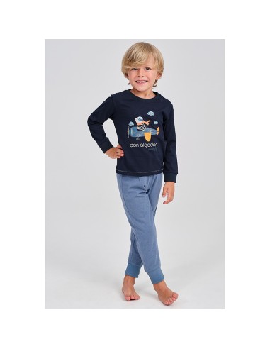 pijama de hombre fino en manga larga de don algodón modelo avioneta