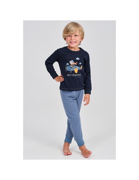 pijama de hombre fino en manga larga de don algodón modelo avioneta