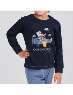 pijama de hombre fino en manga larga de don algodón modelo avioneta 2