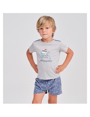 pijama de niño en manga corta de don algodón modelo barco