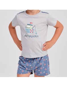 pijama de niño en manga corta de don algodón modelo barco 2