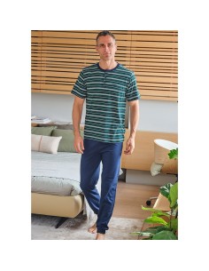 pijama de verano de hombre en algodón con pantalón largo muslher modelo rayon