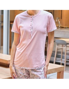 Pijama de mujer muslher con manga corta y pantalón largo 2