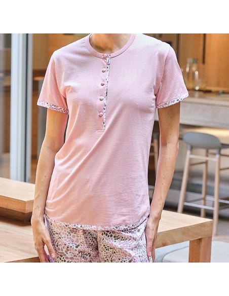 pijama de verano de mujer con pantalón largo de muslher