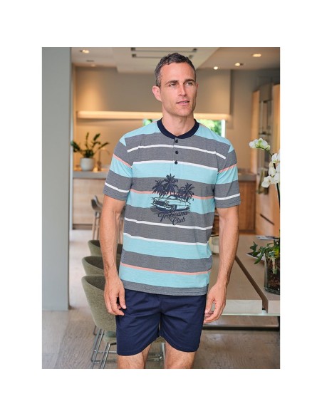 pijama de hombre para verano en algodón de muslher modelo oasis