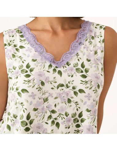 pijama de mujer para verano en algodón fresco modelo hojas de promise