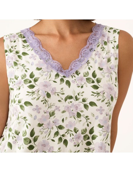 pijama de mujer para verano en algodón fresco modelo hojas de promise