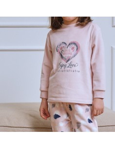 muslher pijama de niña modelo corazón para invierno