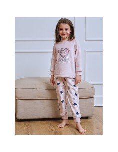 muslher pijama de niña modelo corazón para invierno 2