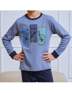 pijama de niño muslher en algodón de invierno modelo bicicleta 2