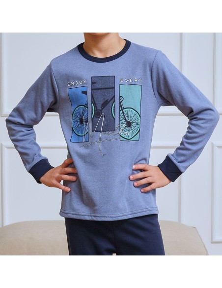 muslher pijama de niño para invierno modelo bicicleta