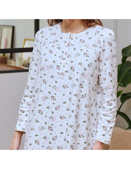 camisón de mujer para invierno muslher modelo florecillas
