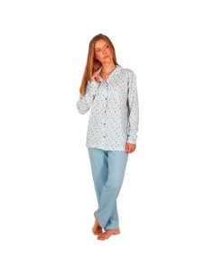 pijama de mujer leniss abierto en algodón de invierno modelo Priscila