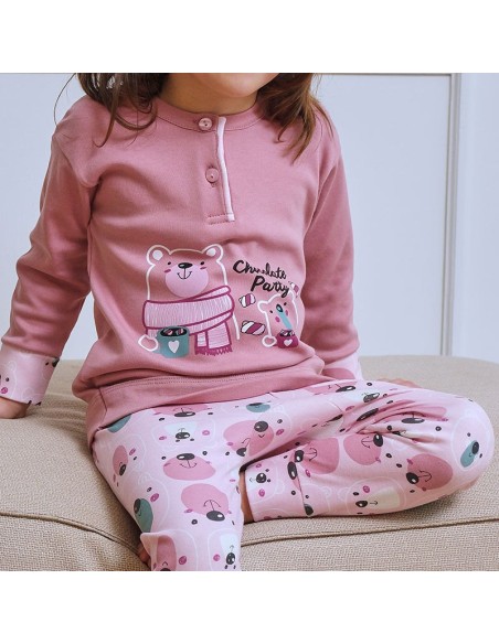 muslher pijama de niña en algodón modelo ositos