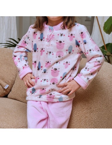 muslher pijama de niña en coralina modelo wildlife