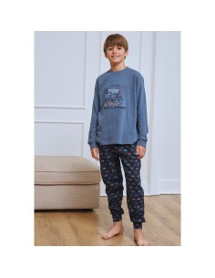 muslher pijama de niño en algodón de invierno modelo ride con puño en en pantalón
