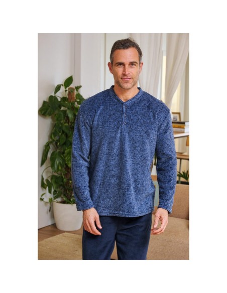 Pijama de coralina Lumiere de hombre en suave coralina con puño de muslher