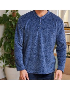 Pijama de coralina Lumiere de hombre en suave coralina con puño de muslher 2