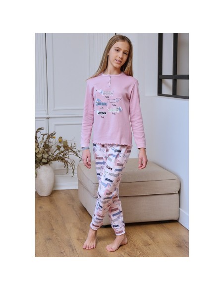 Pijama Perrito molón de niña en algodón de invierno de muslher