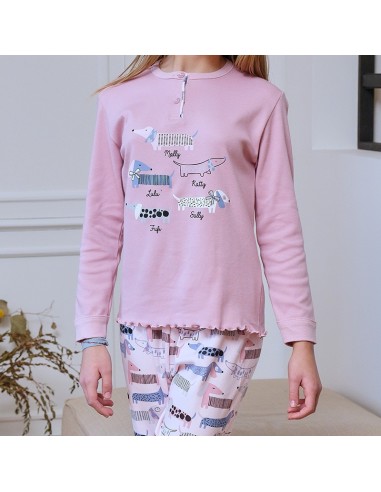 muslher pijama de niña de invierno modelo perrito