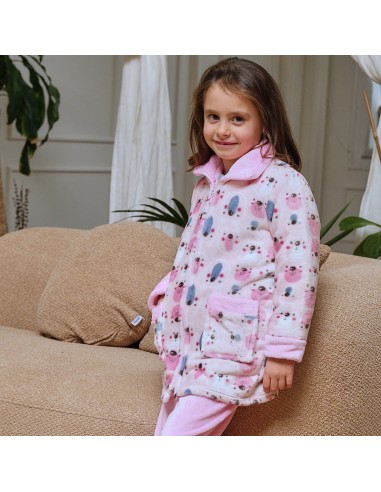Bata de bebé Osita para niña con cremallera Muslher