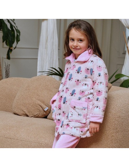 Bata de bebé Osita para niña con cremallera Muslher