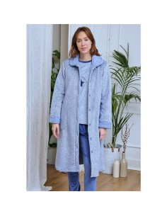 Bata de micromink Elizabetha de mujer con sherpa abotonada de muslher