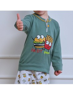 Pijama infantil hamburguesa feliz de algodón para niño de muslher 2