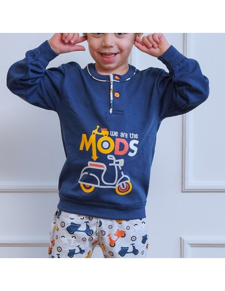 muslher pijama de niño infantil modelo mods para niño con puño en el pantalón