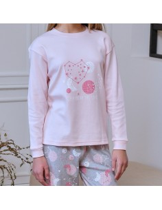 Pijama corazón estrellado de niña con puño en algodón de Muslher 2