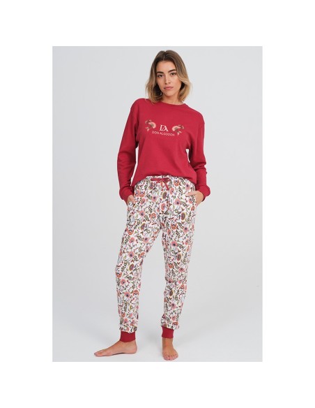 pijama don algodón otoño de mujer con bolsillos en dulce algodón con puños