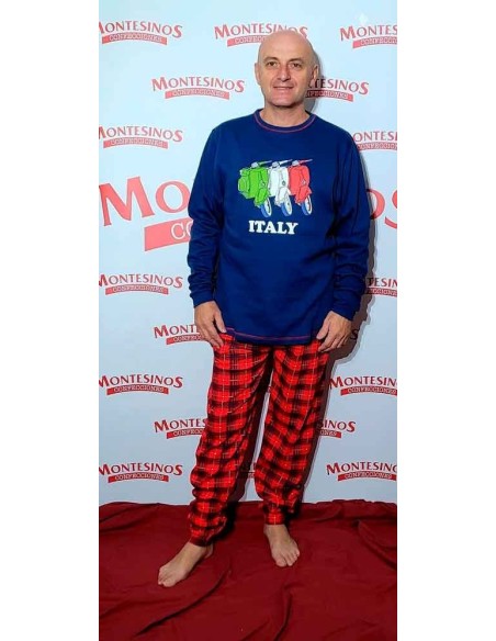 pijama para hombre de invierno en algodón motos italia