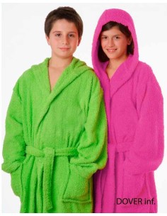Albornoz para niño y niña liso con capucha en algodon modelo dover de dolz