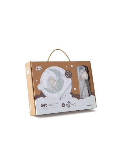 set de regalo de capa de baño y dou dou oso en gris para bebé