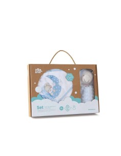 set de regalo para bebé de capa de baño en algodón y dou dou oso en azul de interbaby