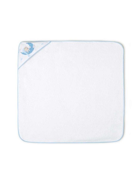 capa de baño para bebe osezno blanco y azul