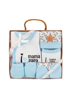 set de regalo para bebé de ropa de recién nacido quiero a mama y a papa en caleste de interbaby