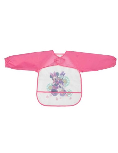 babero de plástico con mangas minnie rosa