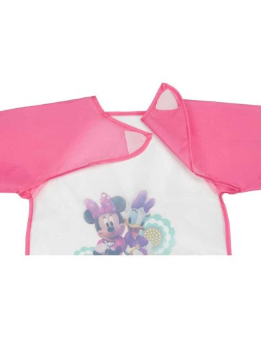 babero de plástico con mangas y cierre en velcro minnie rosa de interbaby