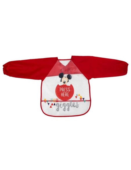 babero de plástico con mangas mickey de interbaby