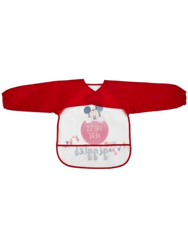 babero de pvc con mangas de mickey en rojo