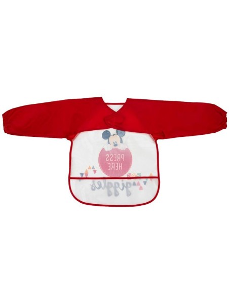 babero de pvc con mangas de mickey en rojo