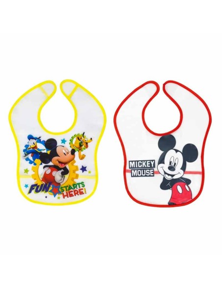set de baberos de mickey en pvc pack de 2 para bebe de interbaby
