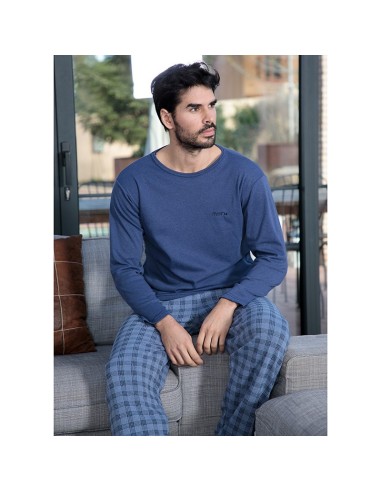 Pijama invierno hombre terciopelo azul MUSLHER 235602 - Terrakotta